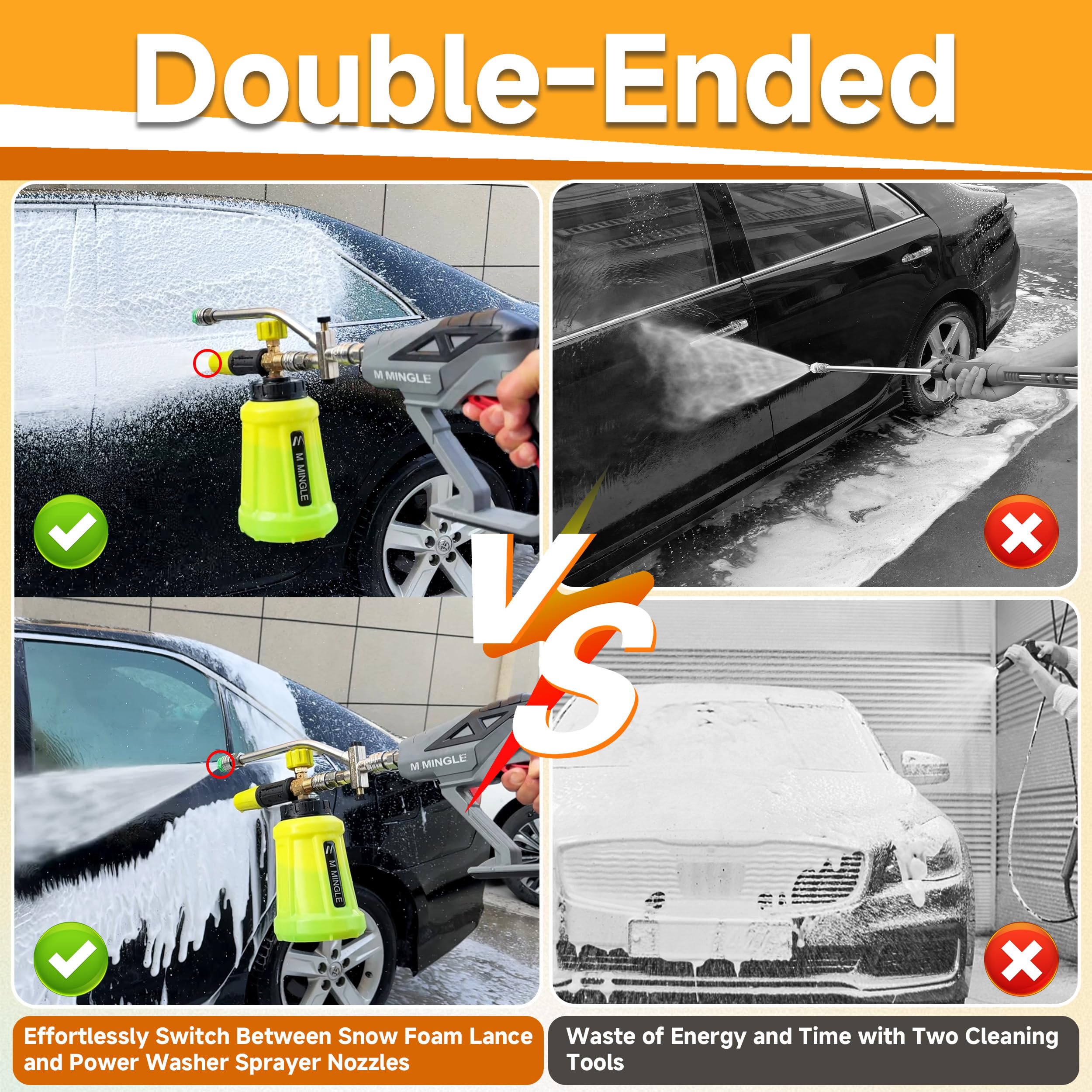 M MINGLE nozzle set laid out offering varied spray patterns and cleaning control