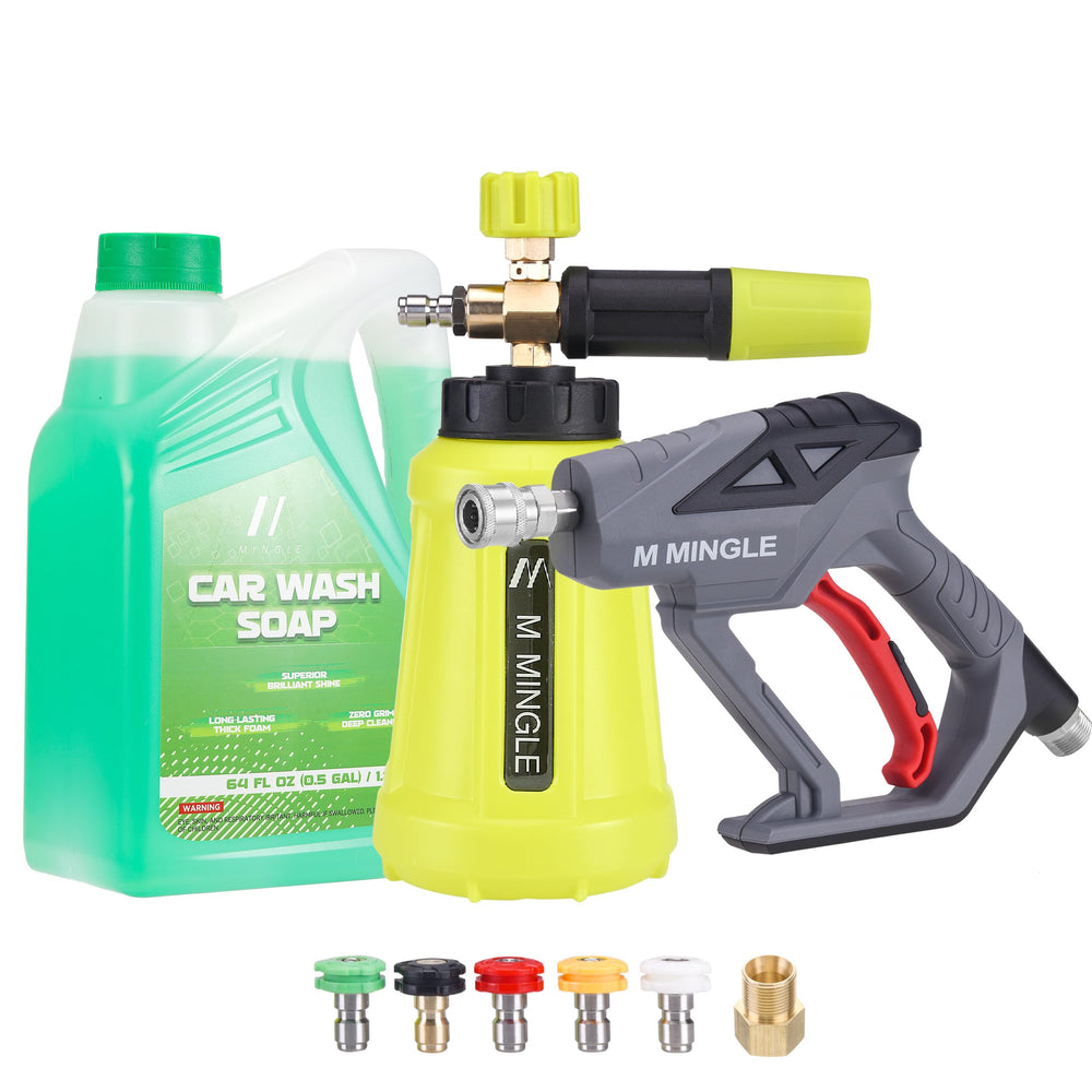 M MINGLE pressure washer gun front view showing sturdy build and ergonomic handle for control