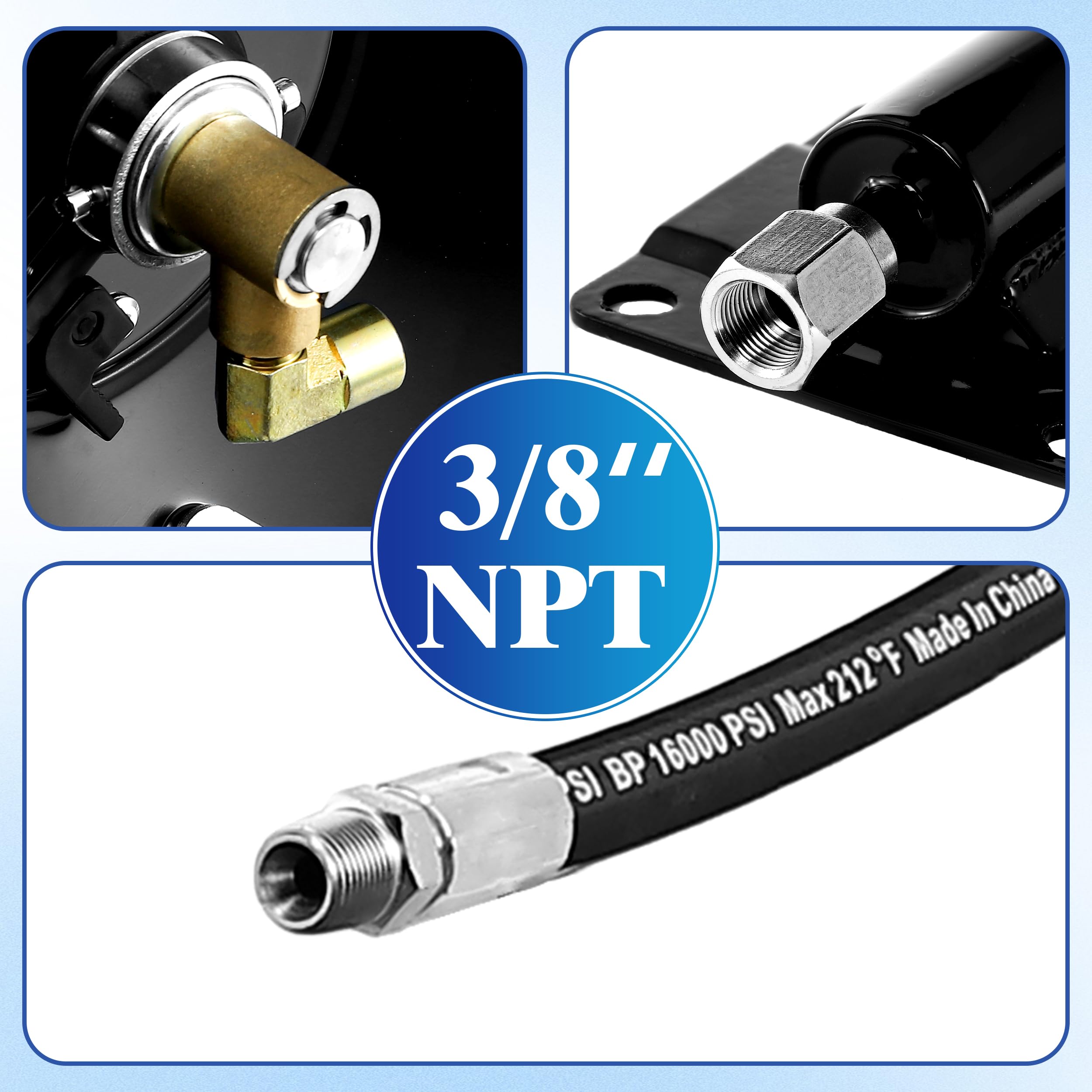 M MINGLE jumper hose and NPT connection showing easy installation benefit