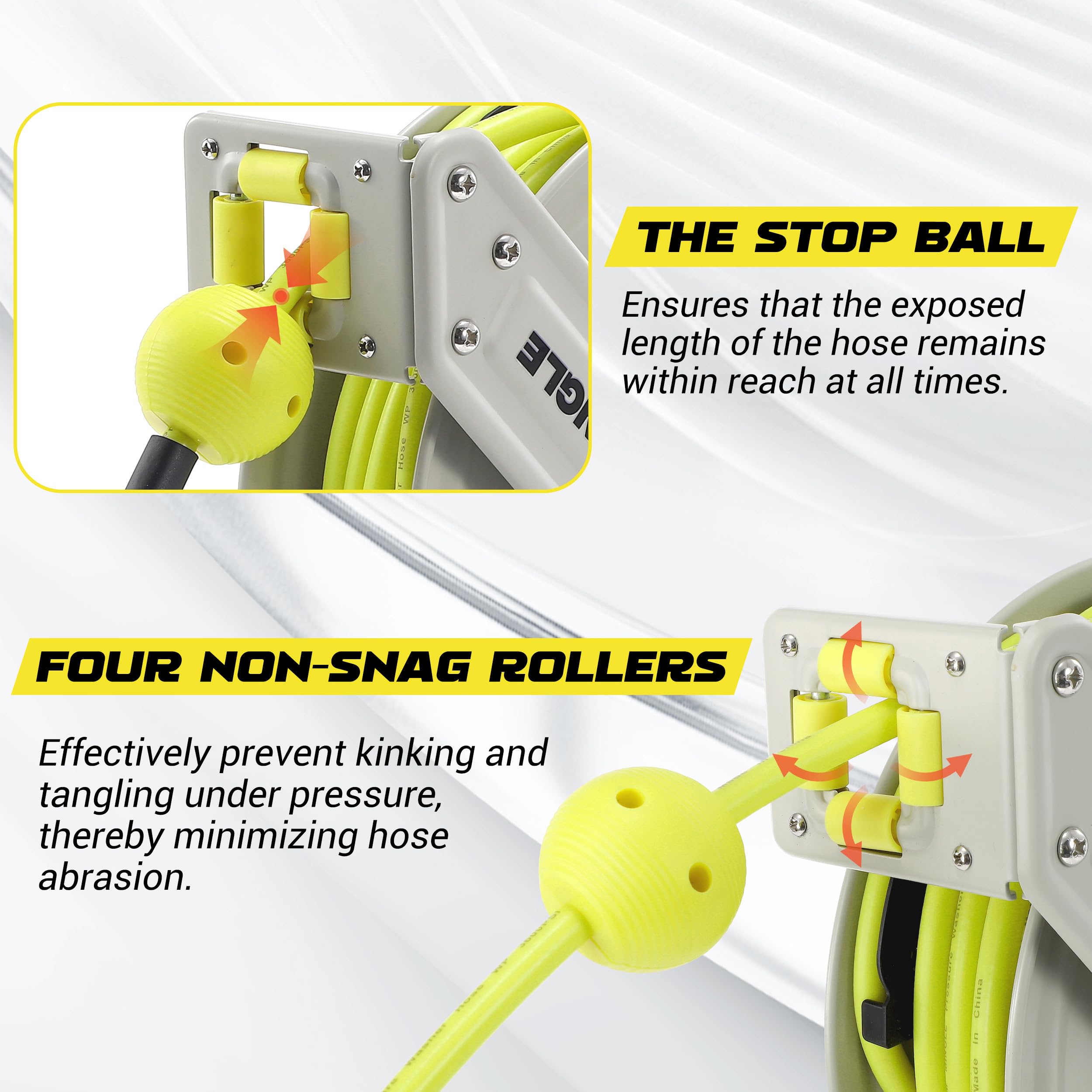 M MINGLE retracting in use showing quick auto-rewind convenience