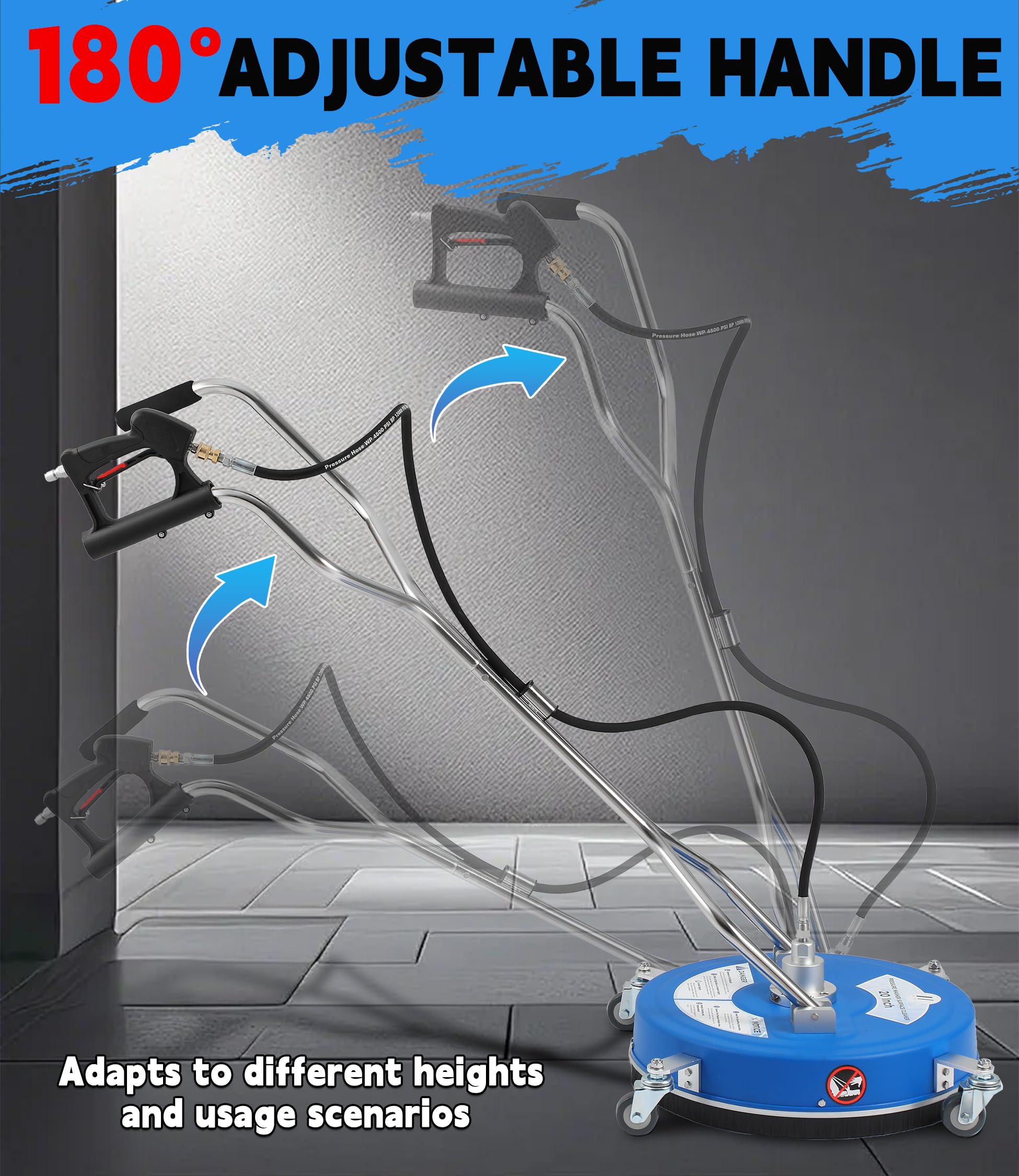 M MINGLE dual rotating nozzles detail demonstrating even, streak-free cleaning