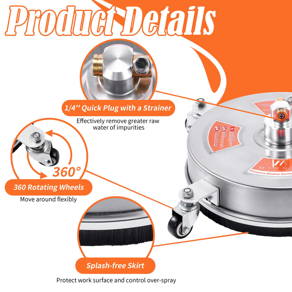 M MINGLE splash skirt and four wheels reducing overspray and improving stability