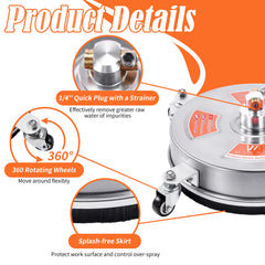 M MINGLE splash skirt and four wheels reducing overspray and improving stability