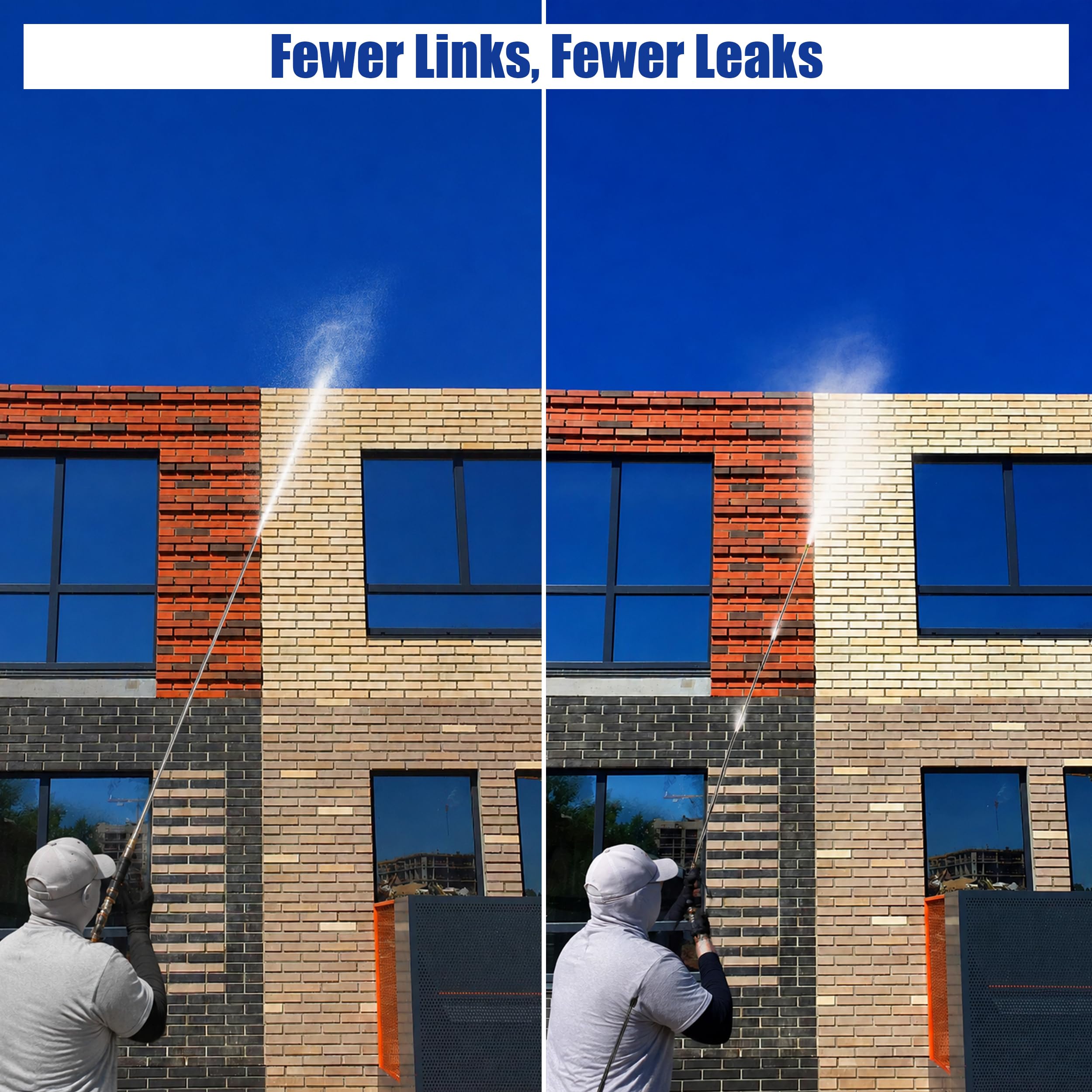 M MINGLE wand connected to pressure washer gun showing quick-connect convenience
