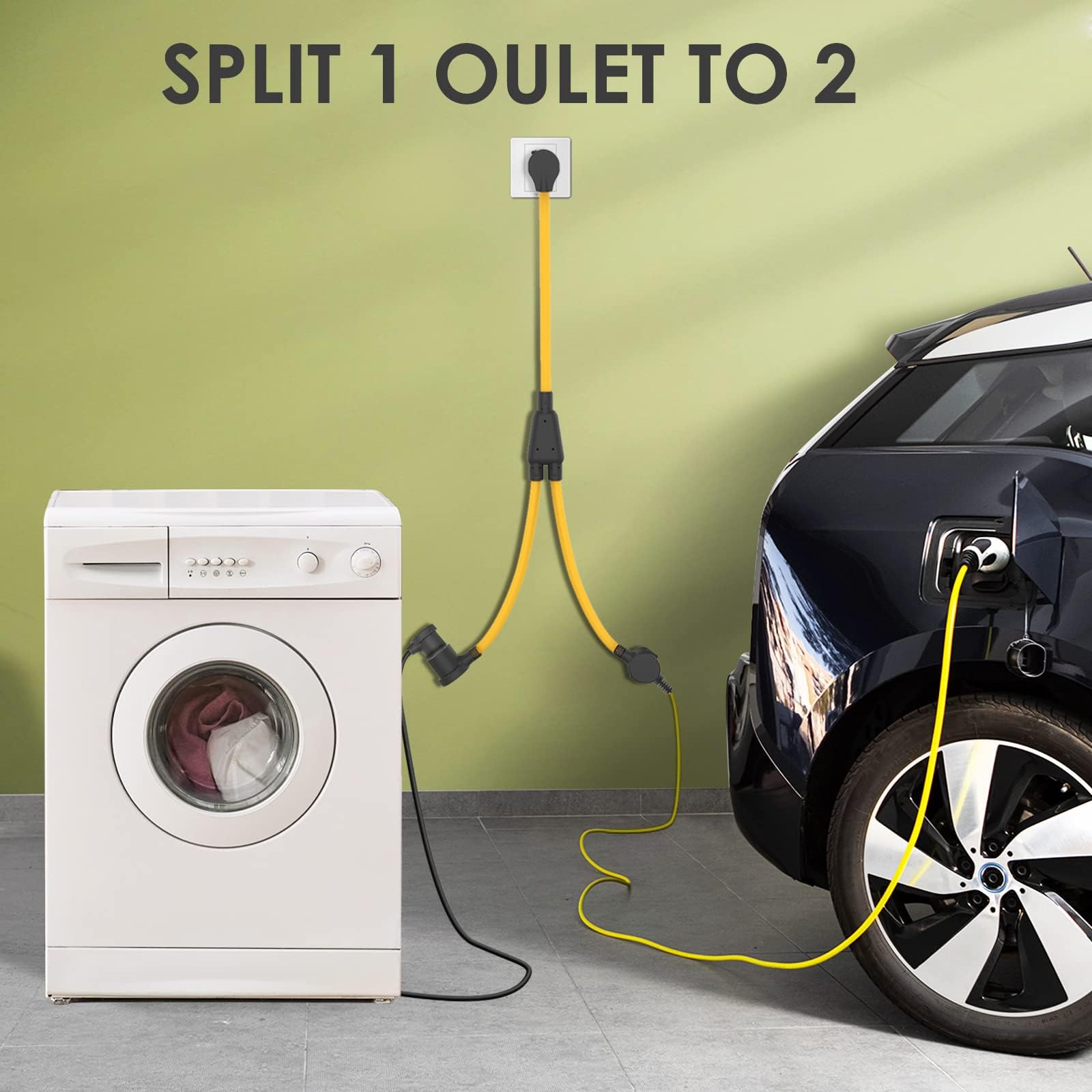 M1A2 with EV charger attached demonstrating 30A Level 2 charging compatibility