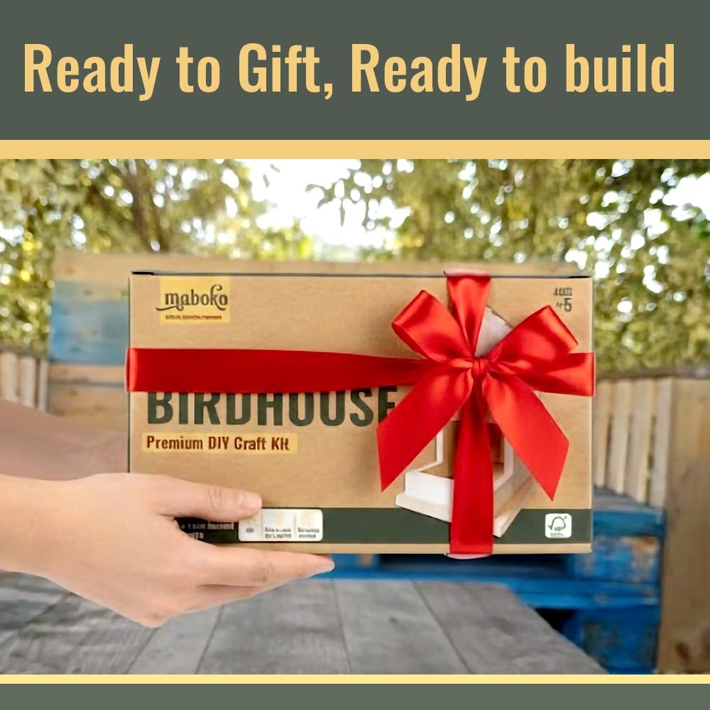 Maboko mounted birdhouse in backyard offering shelter to small birds
