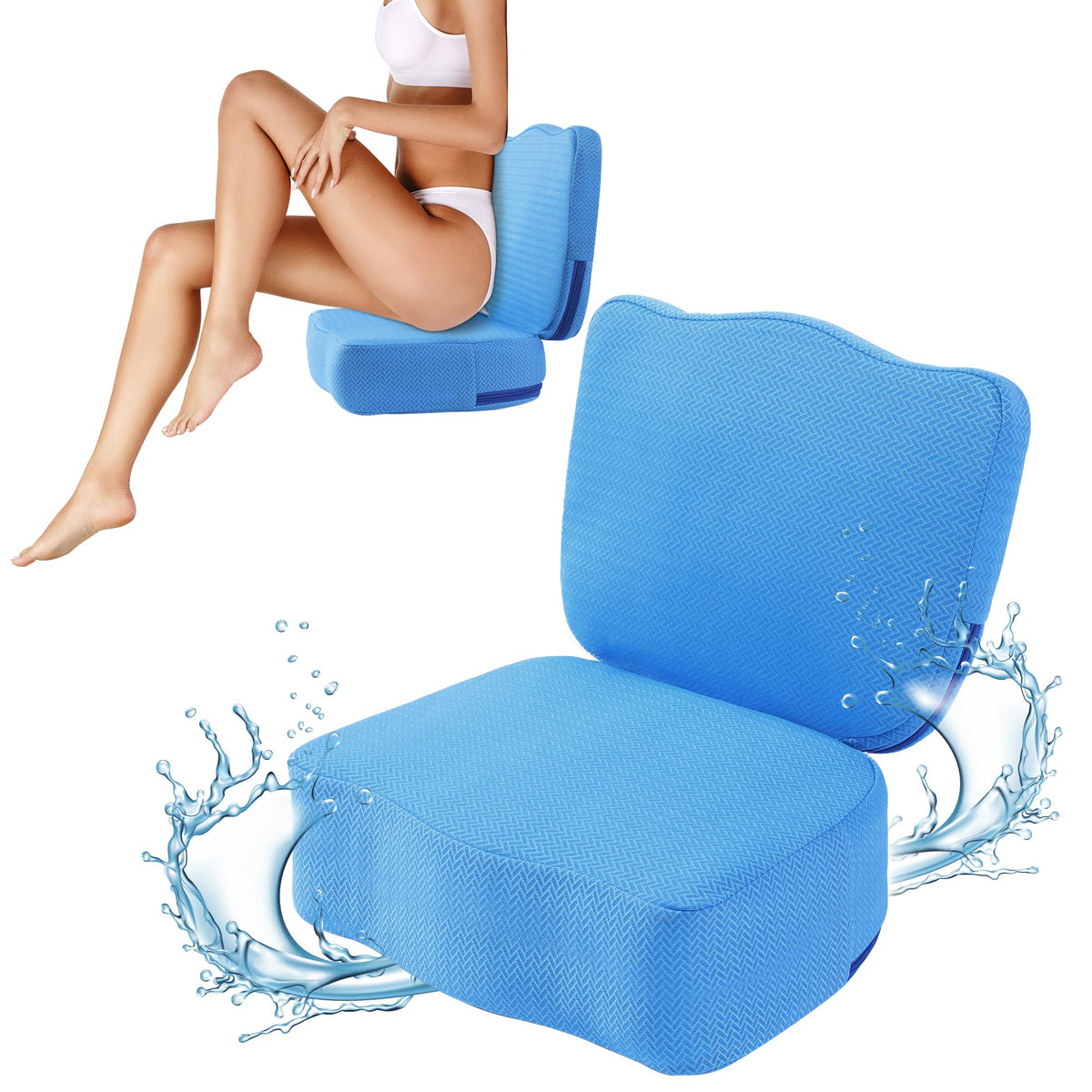 MABOZOO front view of blue booster seat showing stable seating benefit
