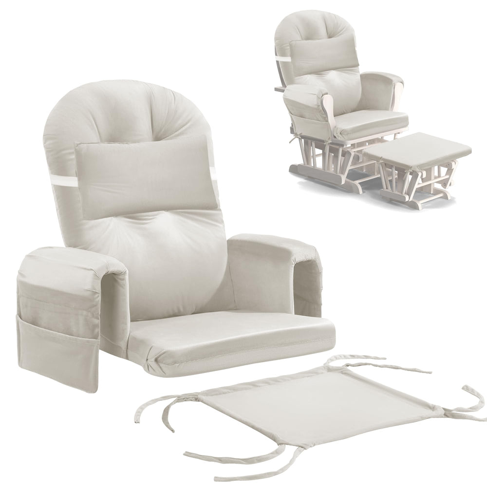 MABOZOO full beige cushion set on glider showing complete coverage and comfort
