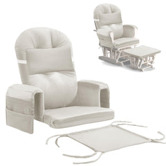 MABOZOO full beige cushion set on glider showing complete coverage and comfort