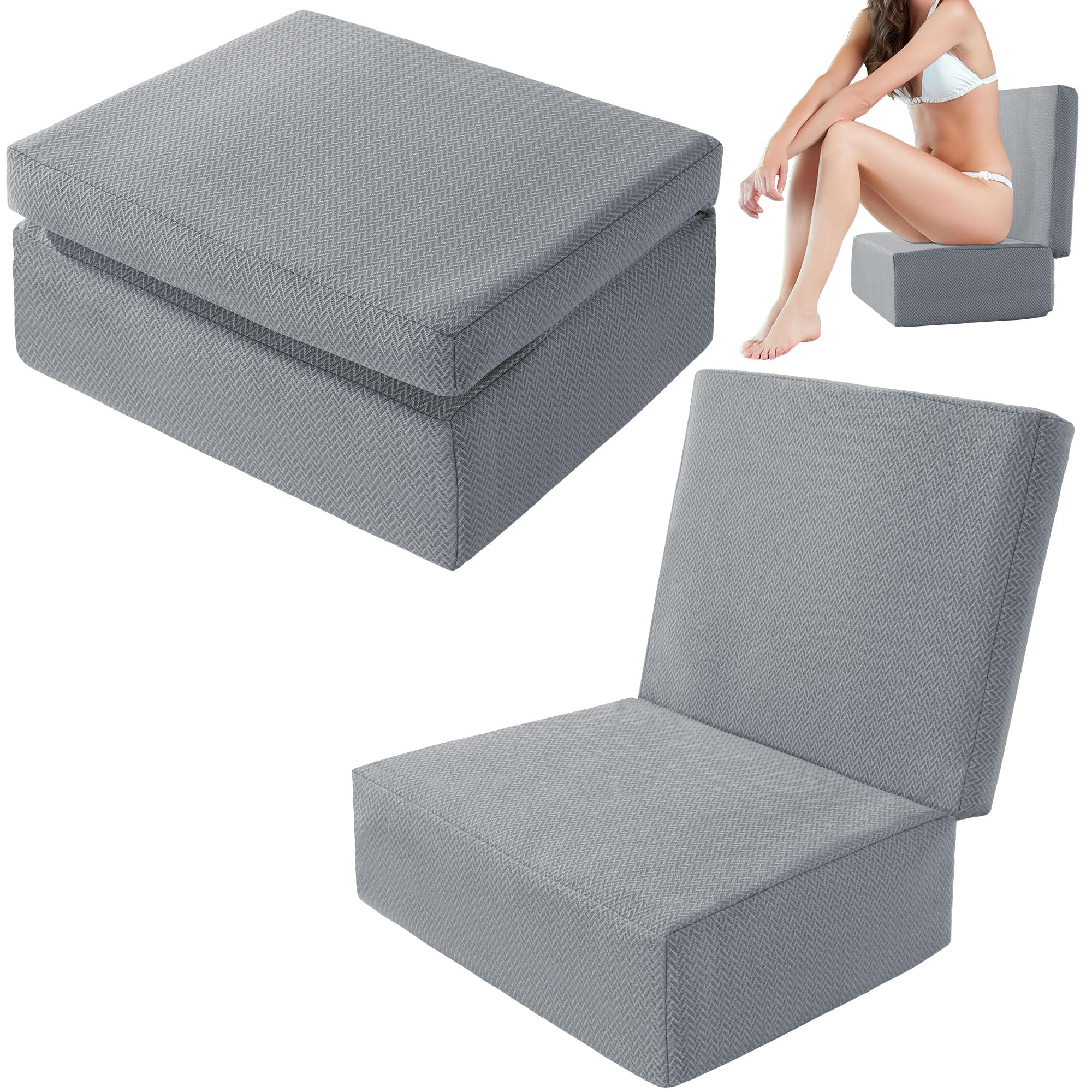 MABOZOO front view of gray booster seat and back showing ergonomic support and comfort