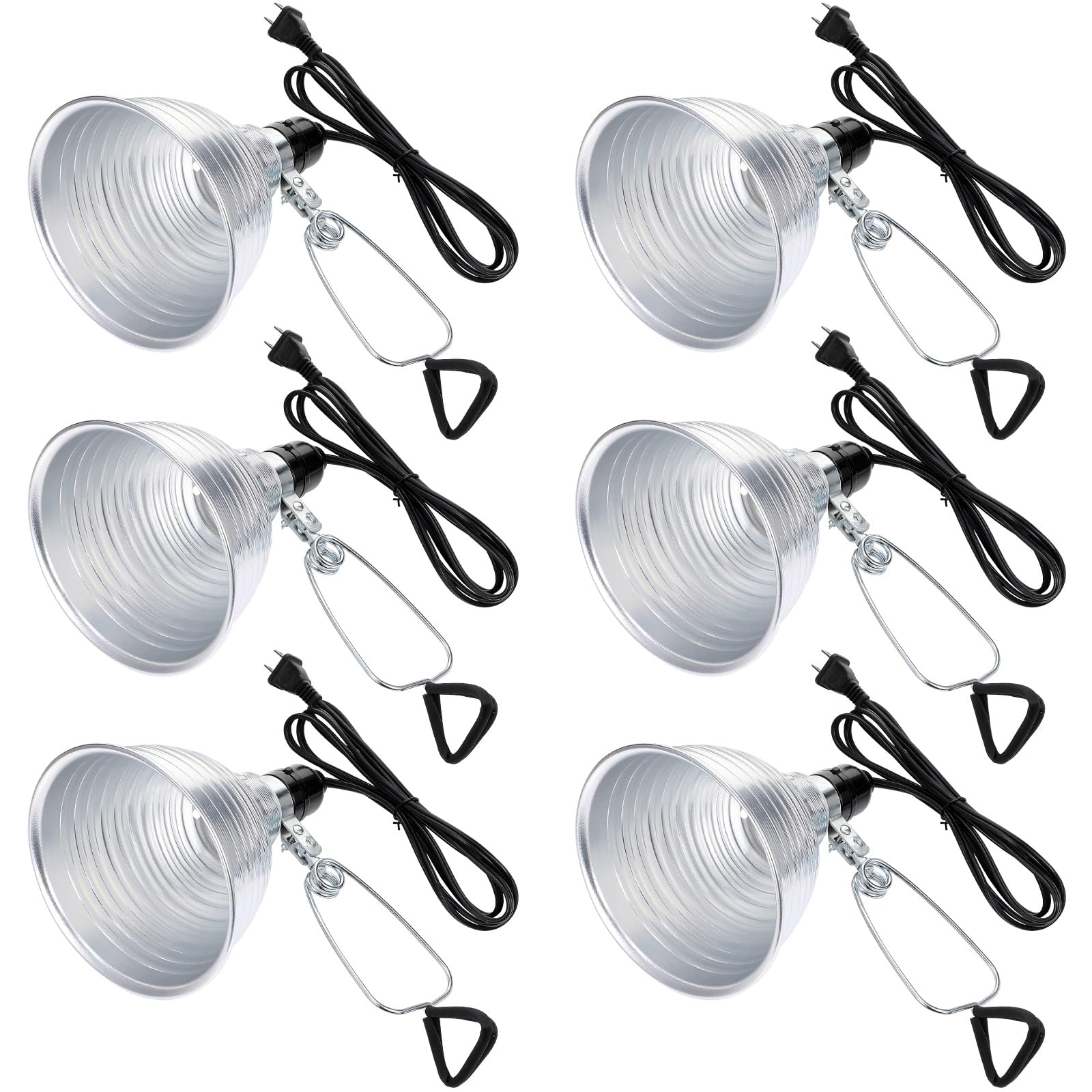 Macarrie front view of clamp lamp showing reflector and cord, precise directional lighting benefit