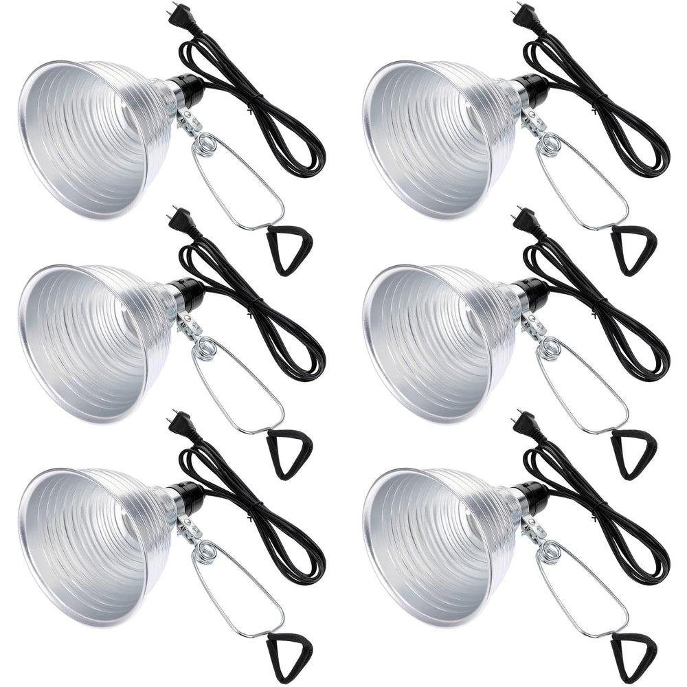 Macarrie front view of clamp lamp showing reflector and cord, precise directional lighting benefit