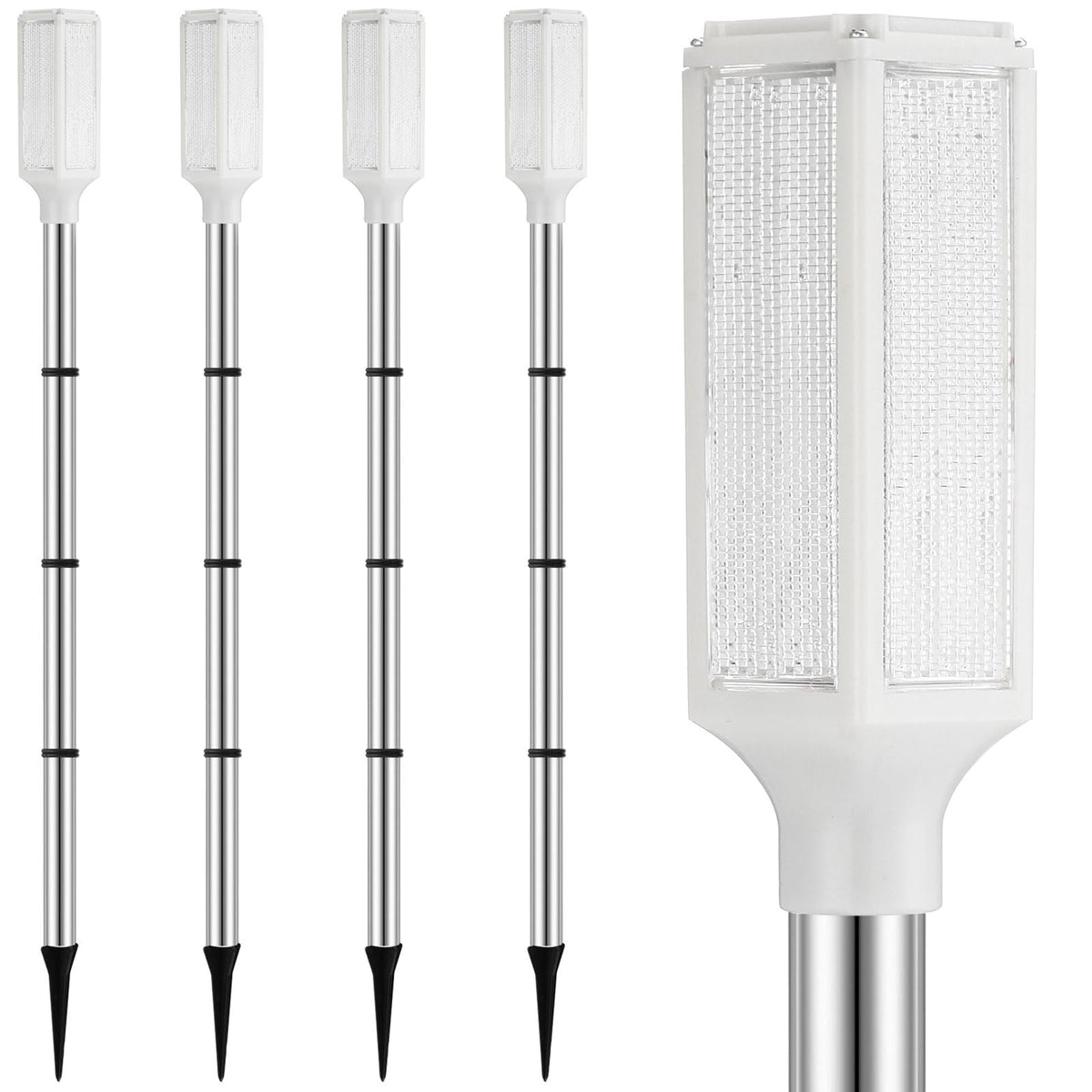 Macarrie front view pack of four solar driveway markers enhances nighttime boundary visibility