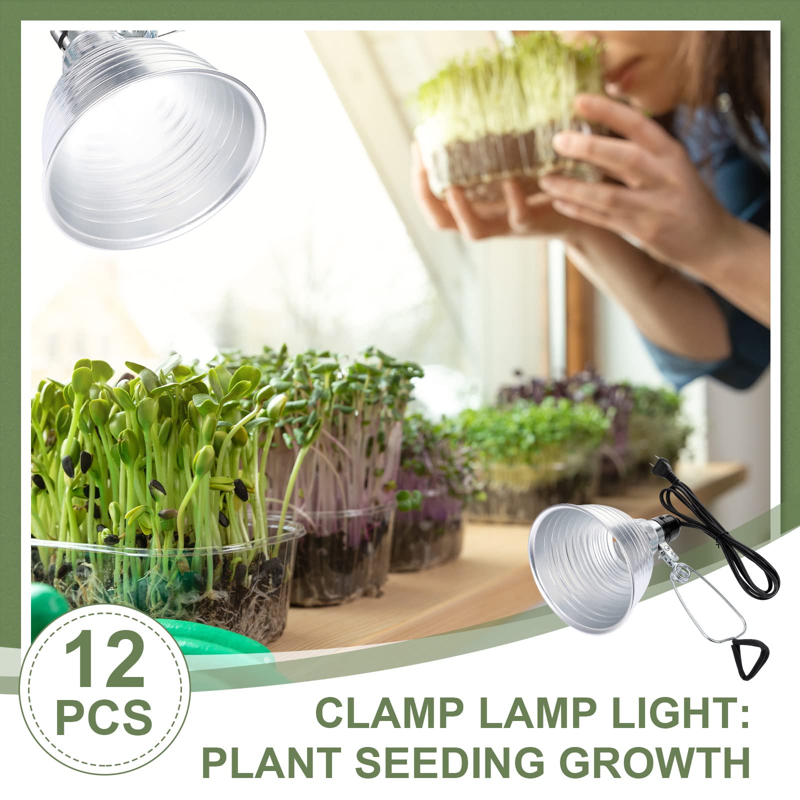 Macarrie lamp in use above seed trays providing directed light and warmth