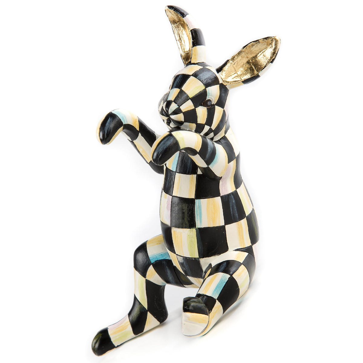 MACKENZIE-CHILDS Funny Bunny front view showing playful Courtly Check pattern and charm