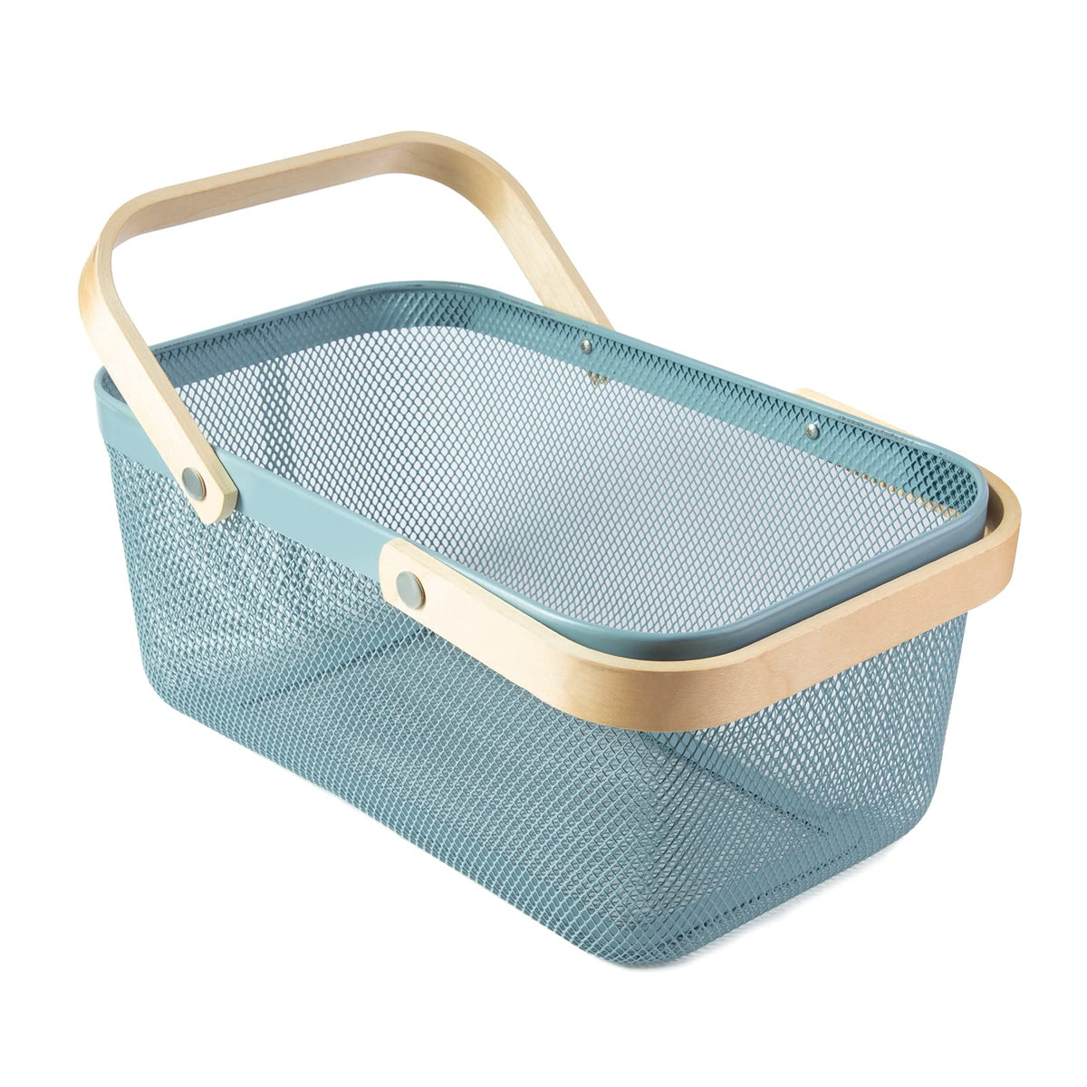 MACOIOR front view blue mesh basket showing shape and storage benefit