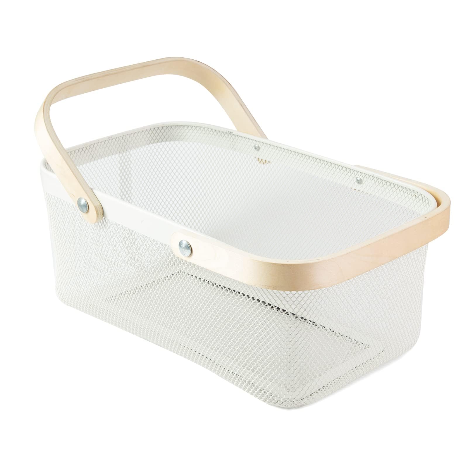 MACOIOR front view showing white mesh basket, attractive storage