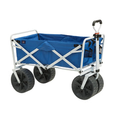 MacSports front view of blue/white wagon showing roomy interior and quick setup benefit