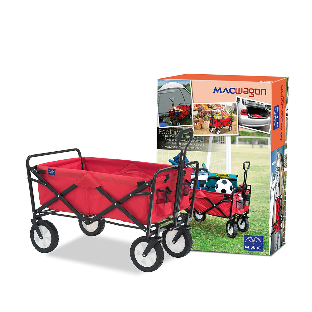 MacSports folded wagon in included carry case for compact storage and travel ease