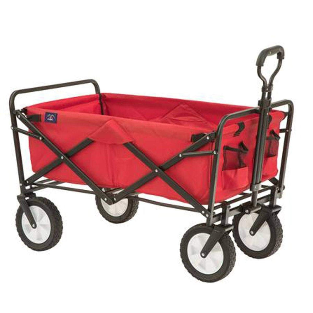 MacSports red wagon front view showing sturdy frame and roomy interior for hauling