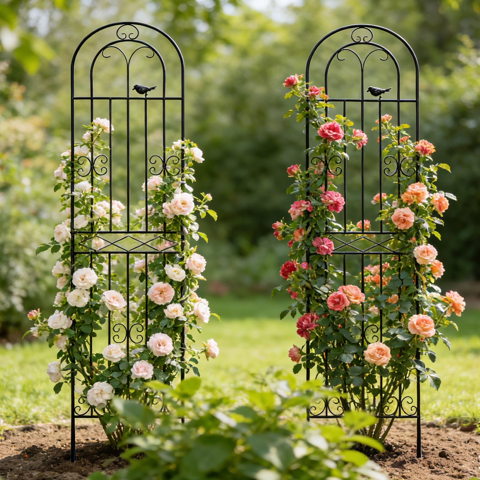 Macteyia trellis in garden setting providing vertical support and beauty