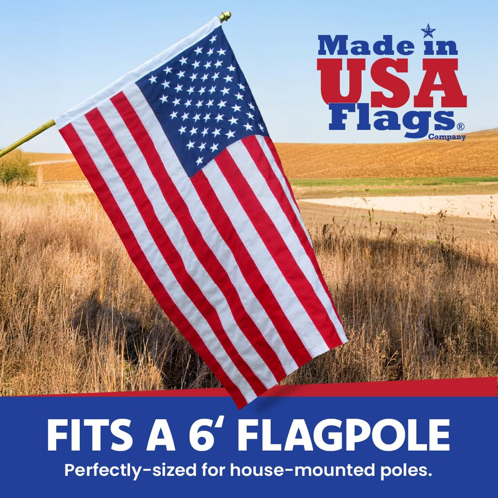 Made in USA Flags pole sleeve and attachment tabs for secure, easy installation