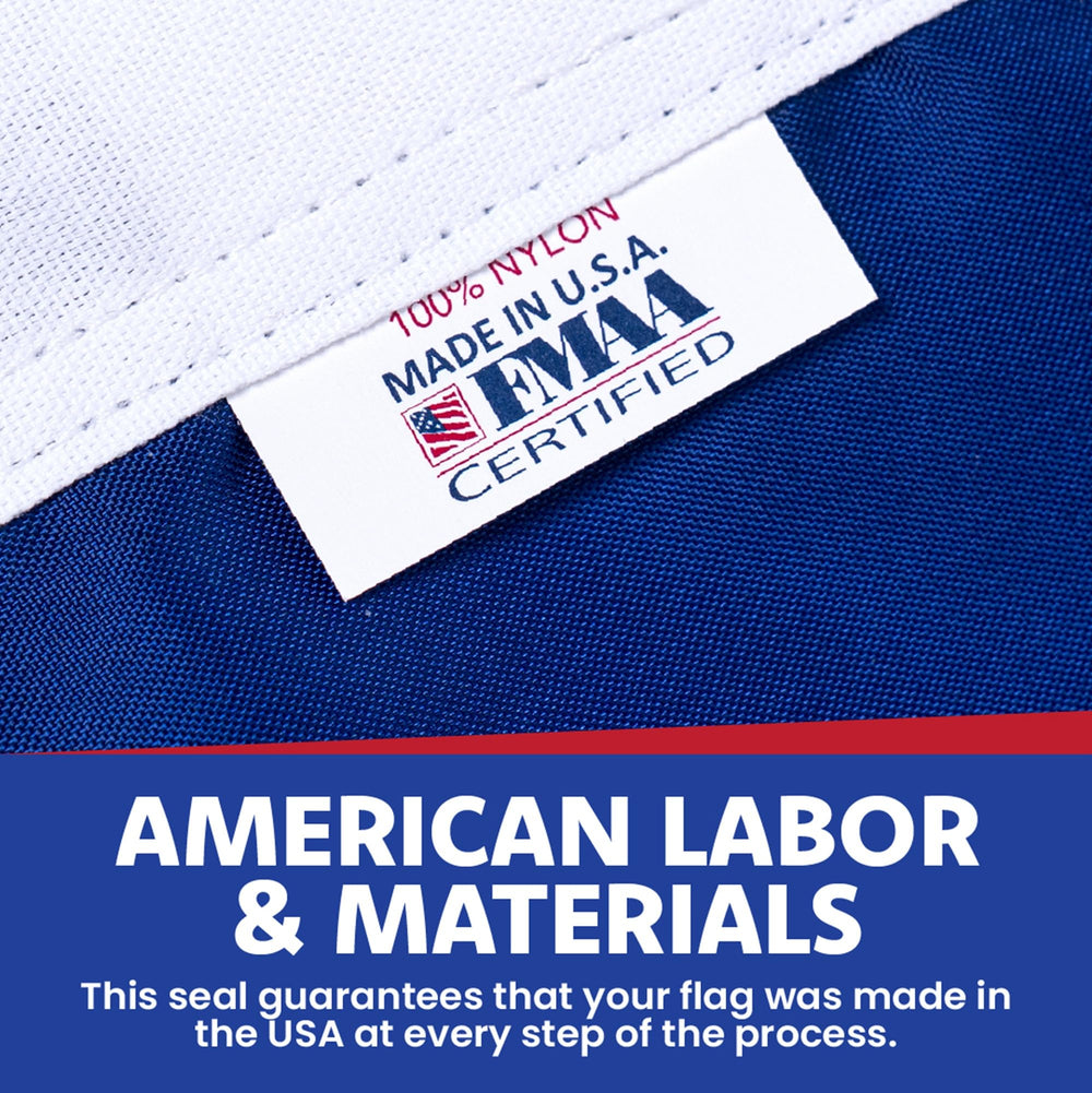 Made in USA Flags reinforced corner stitching that prevents fraying in wind