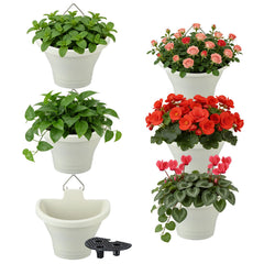 MADHOLLY front view of six white planters showing neat display and space saving