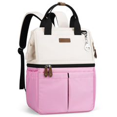 Maelstrom front view in beige pink showing organized exterior and quick access pockets
