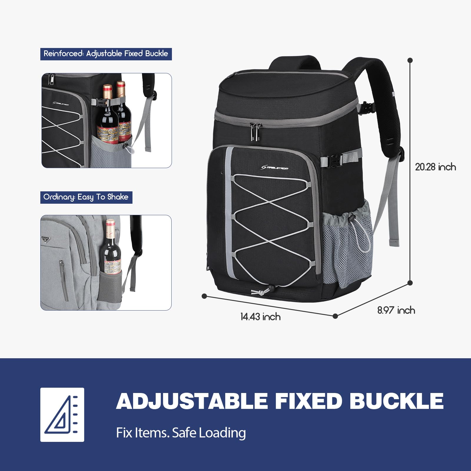 Maelstrom bolsillo lateral con botella sujeta y ajuste seguro