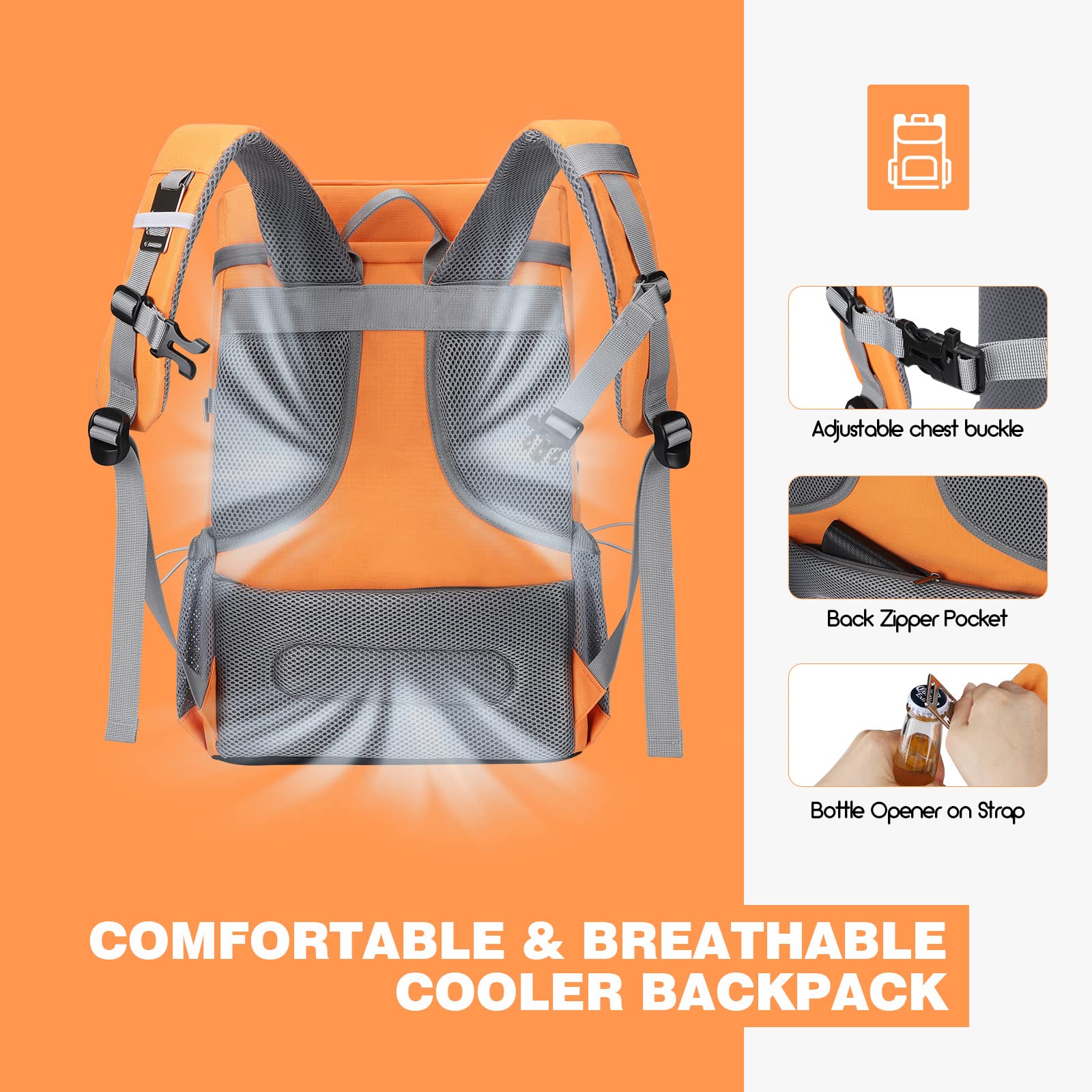 Maelstrom shoulder strap detail with stainless bottle opener and stretch cord for sunglasses