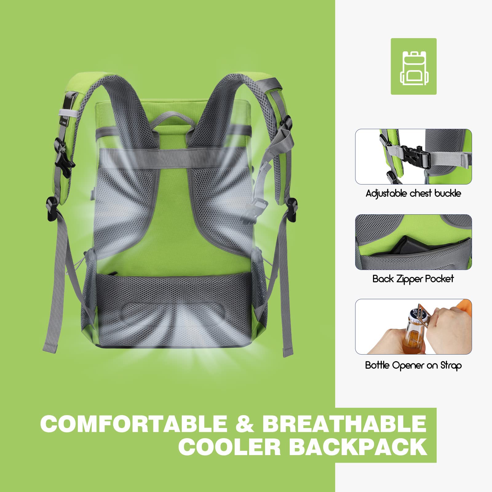 Maelstrom shoulder strap detail with bottle opener and card pocket for convenience benefit