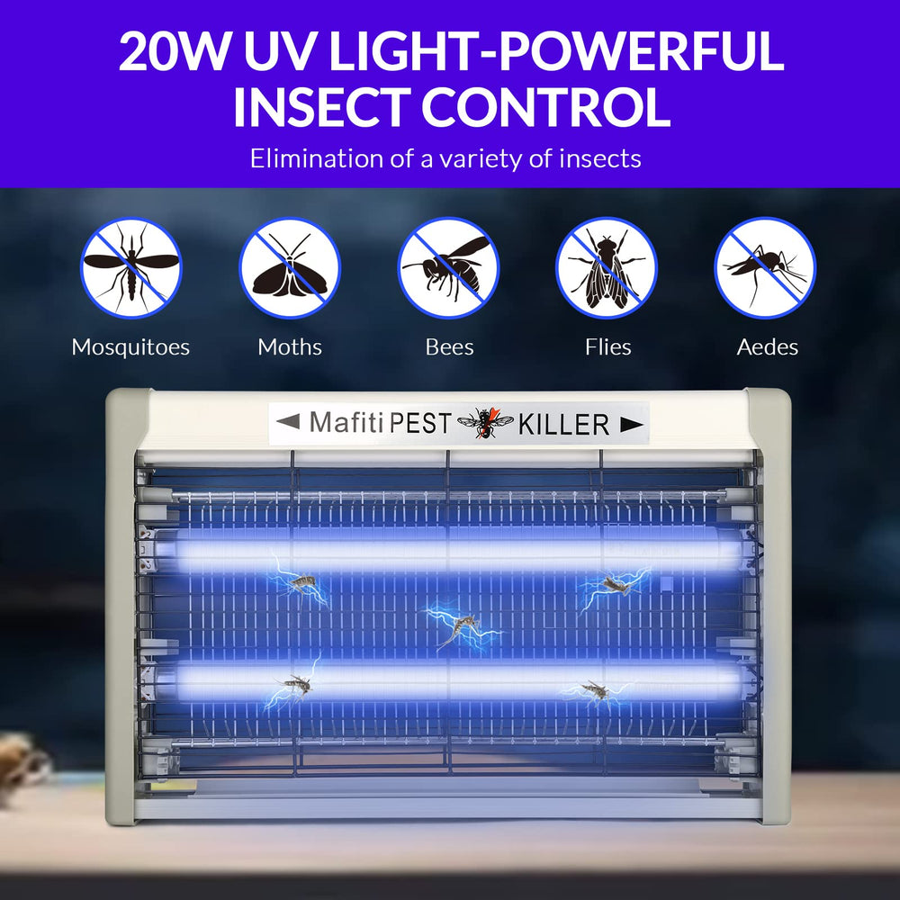 mafiti UV bulbs and charged grid closeup highlighting strong insect attraction