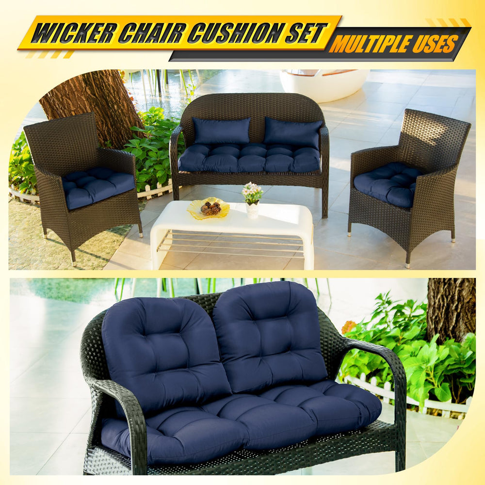 MAGIC ELEPHANT cushions arranged on wicker patio showing weather-resistant fabric benefit
