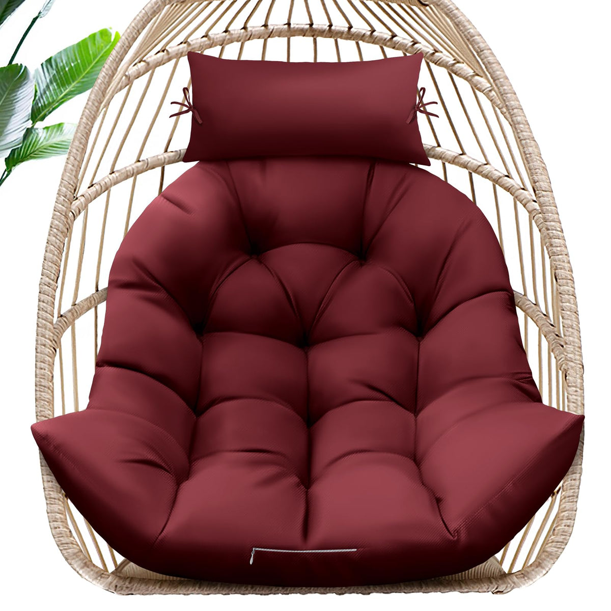 MAGIC ELEPHANT front view of cushion fitting egg chair for roomy comfort