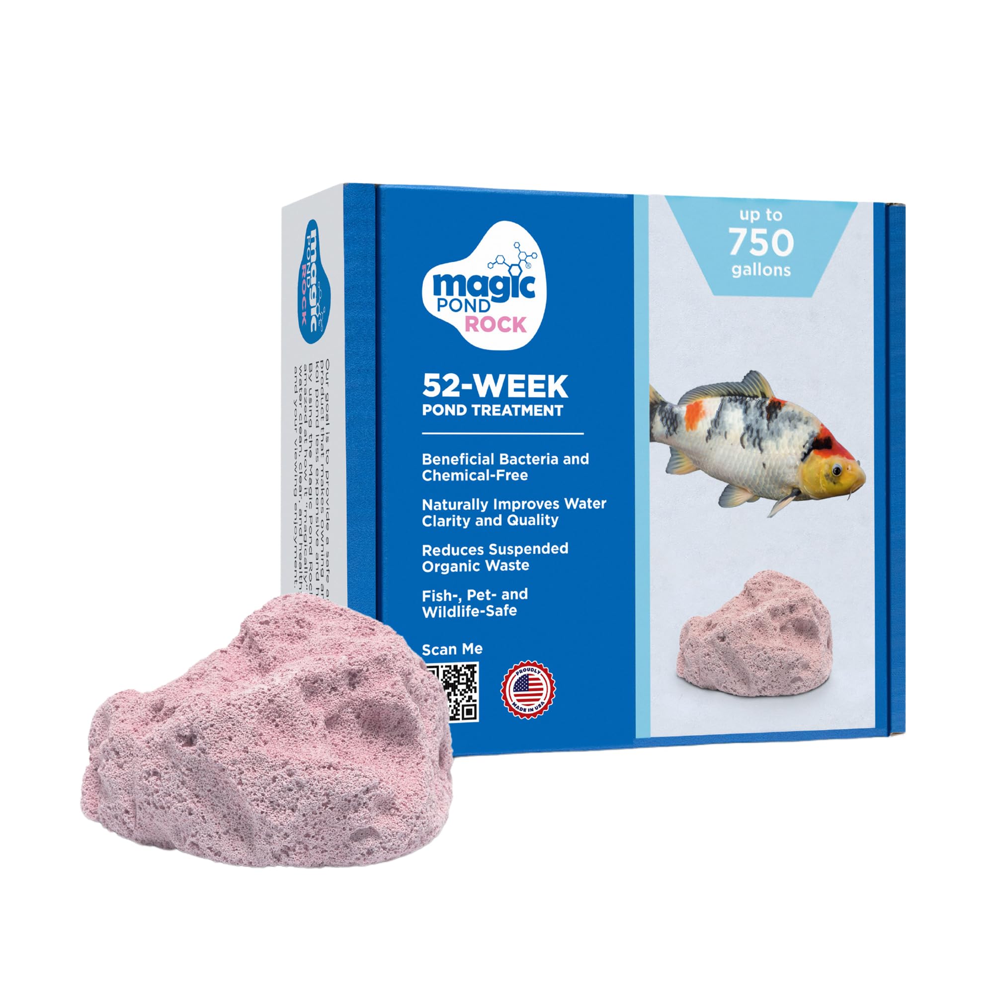 Magic Pond Rock front packaging showing product and usage benefits