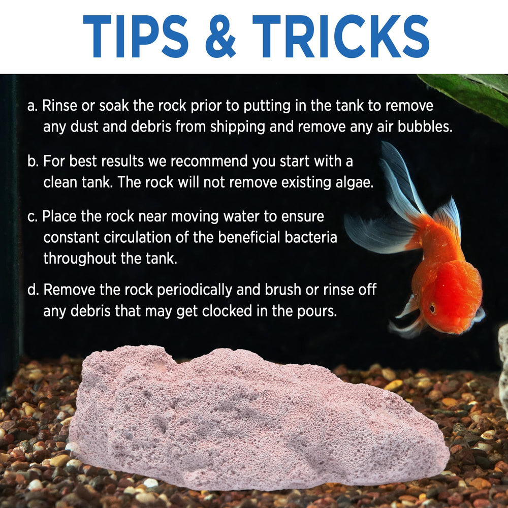 Magic Tank Rock label and specs image showing product information and usage tips