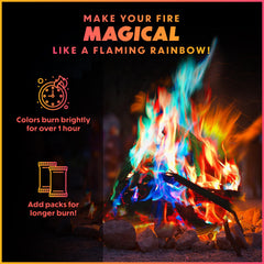 Magical Flames multi-color flames rising from a campfire for wow factor