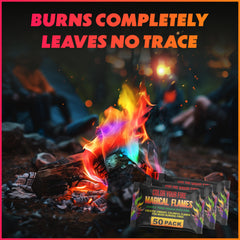 Magical Flames packet held in hand showing compact, travel-friendly size