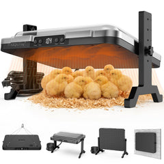 Magicfly brooder plate front view showing compact heated surface and benefits