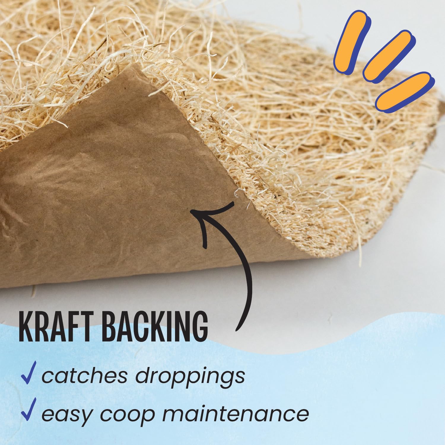 MagJo kraft paper backing close-up catching droppings for easier cleaning