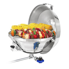 Magma Kettle3 front view showing mirror-polished stainless finish and cooking surface benefit corrosion resistance