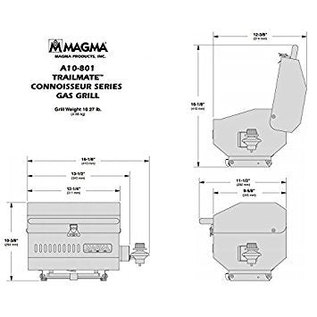 MAGMA TrailMate open grate and snap-out radiant plate emphasizing easy cleanup
