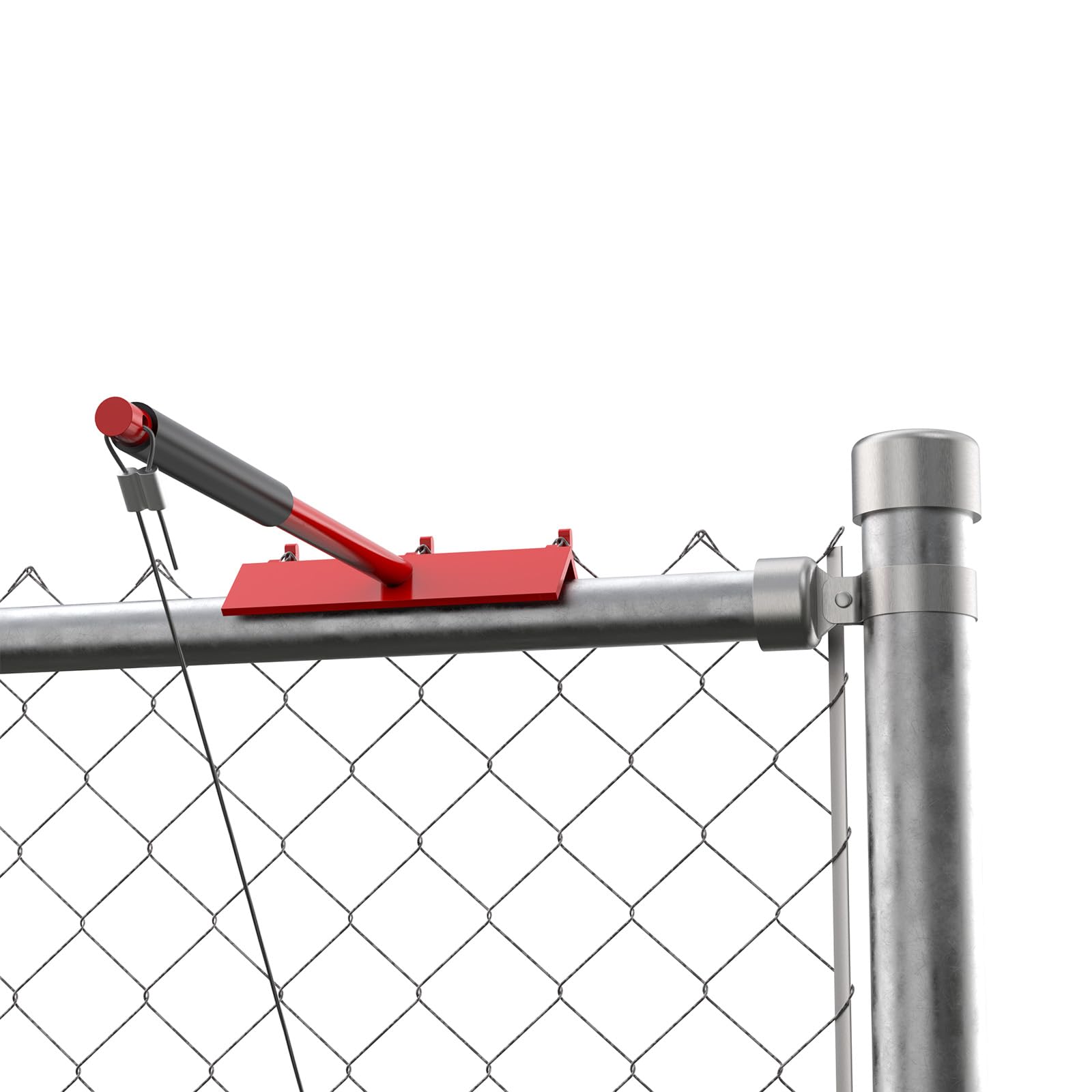 Magoleo tool in use with one person installing chain link quickly and efficiently