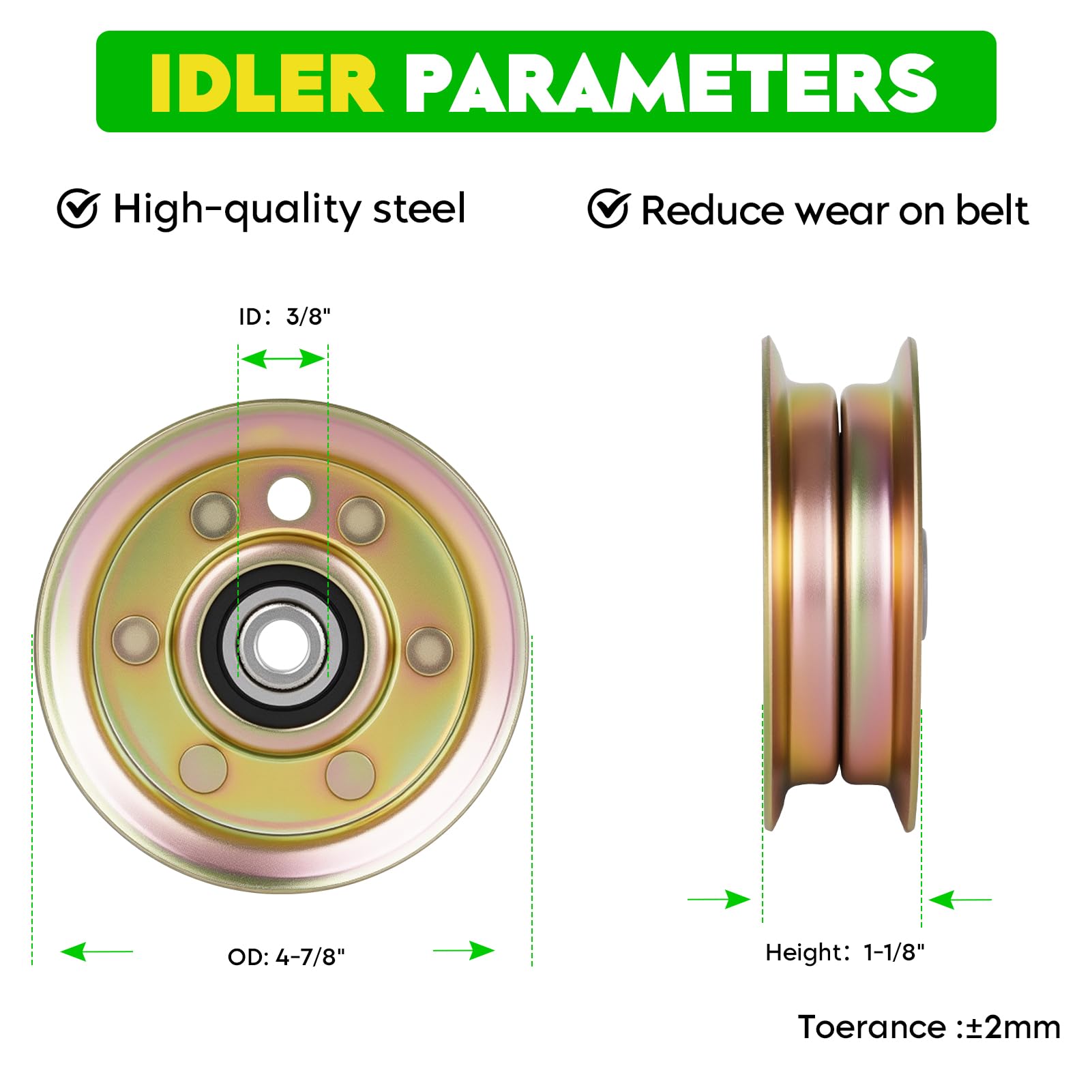 Magorfas 5-inch deck wheel showing sturdy tread protecting deck height