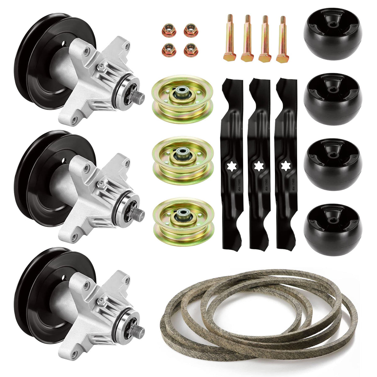 Magorfas kit front packaging showing full 50-inch deck rebuild contents and compatibility