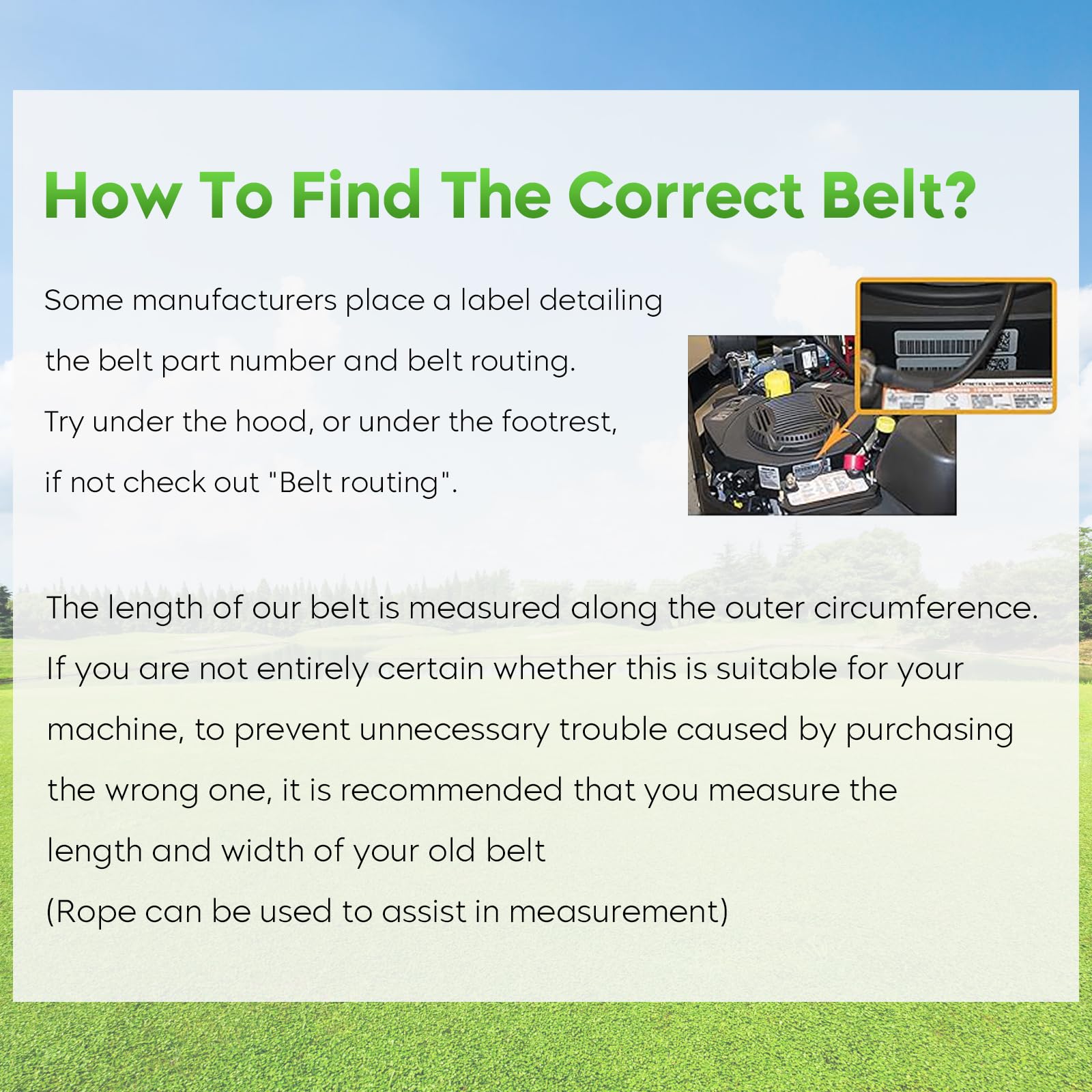 Magorfas belt on mower in yard showing reliable performance