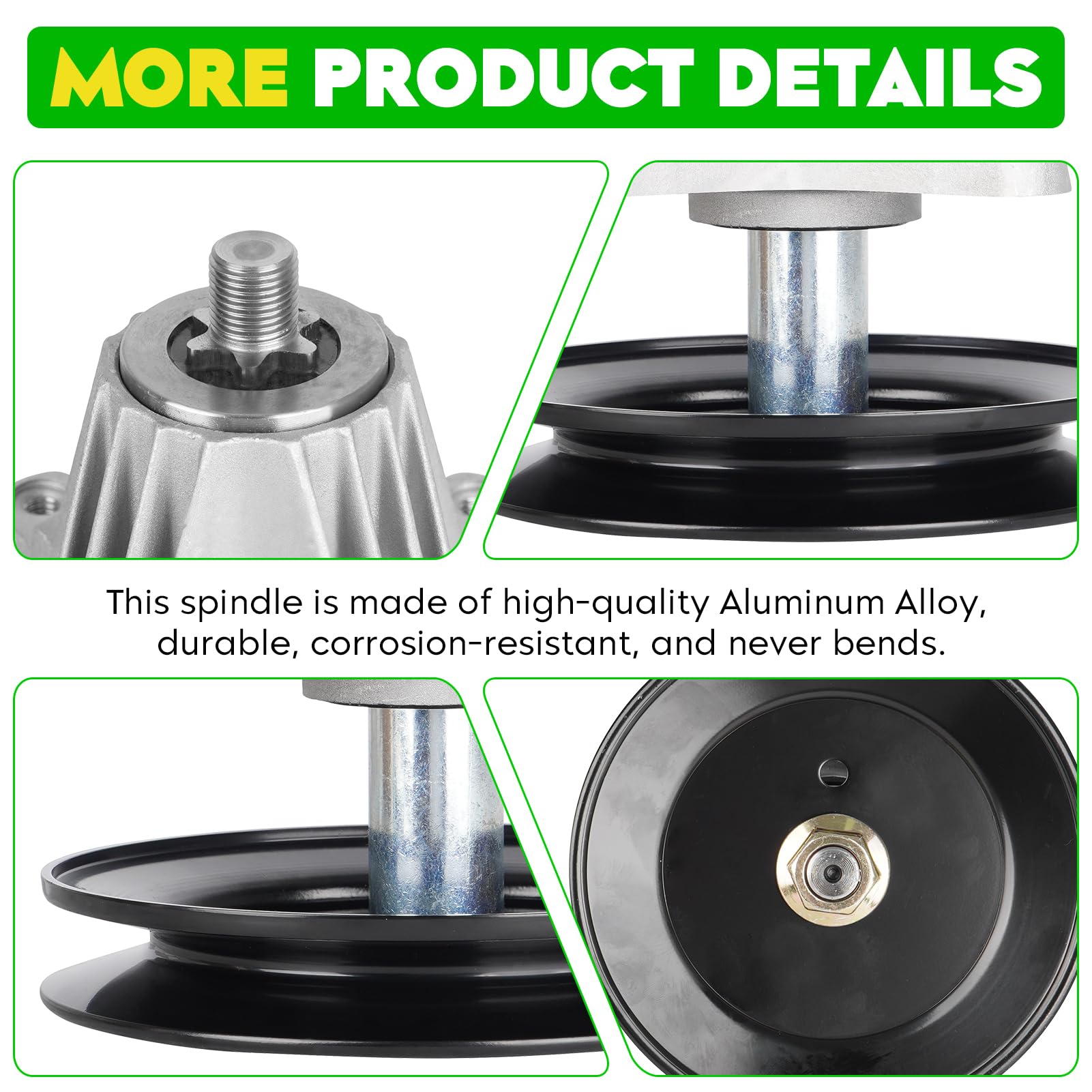 Magorfas spindle side profile with visible 6-7/8" height for correct deck clearance