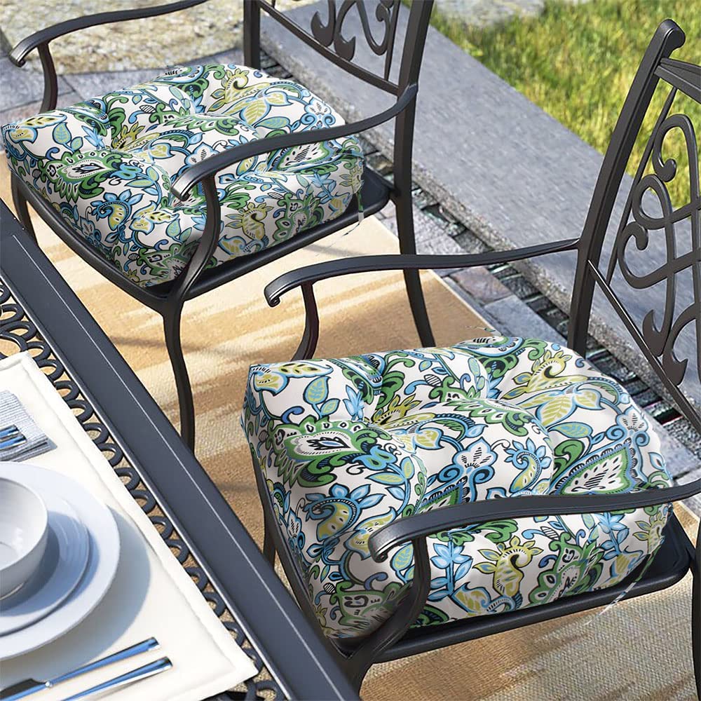 Magpie Fabrics front view showing botanical blue cushion and comfortable padding