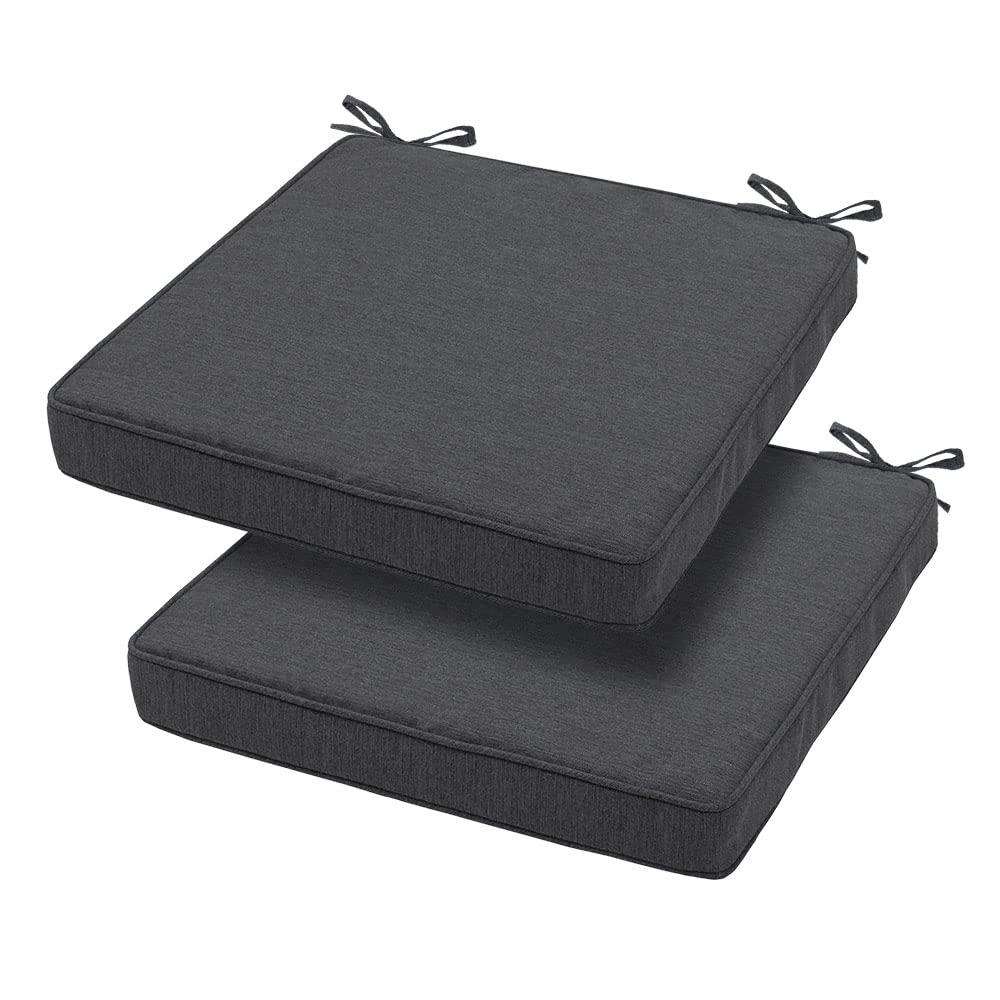Magpie Fabrics front view of dark gray cushions showing neat fit and versatile style